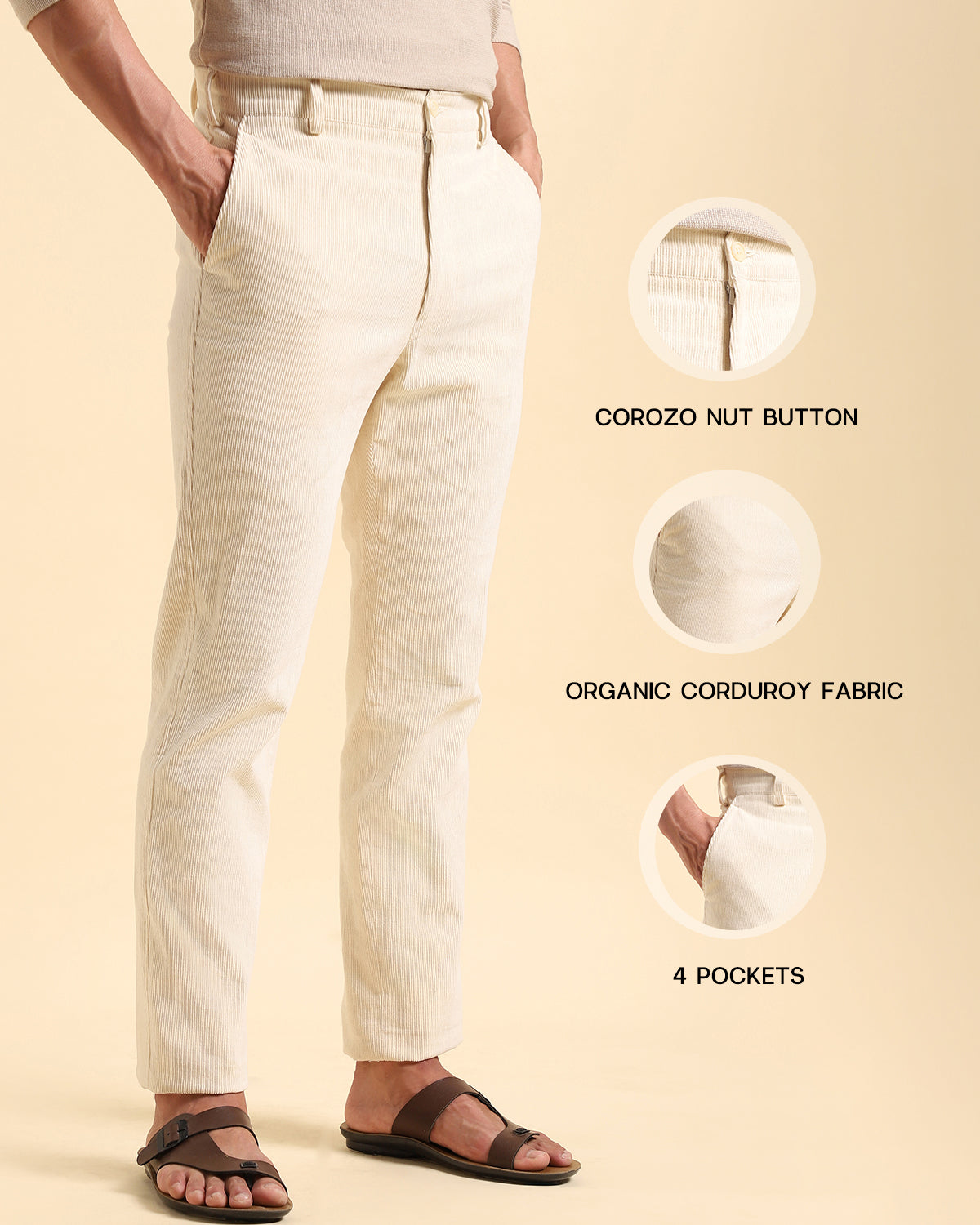 Beige Organic Corduroy Pants
