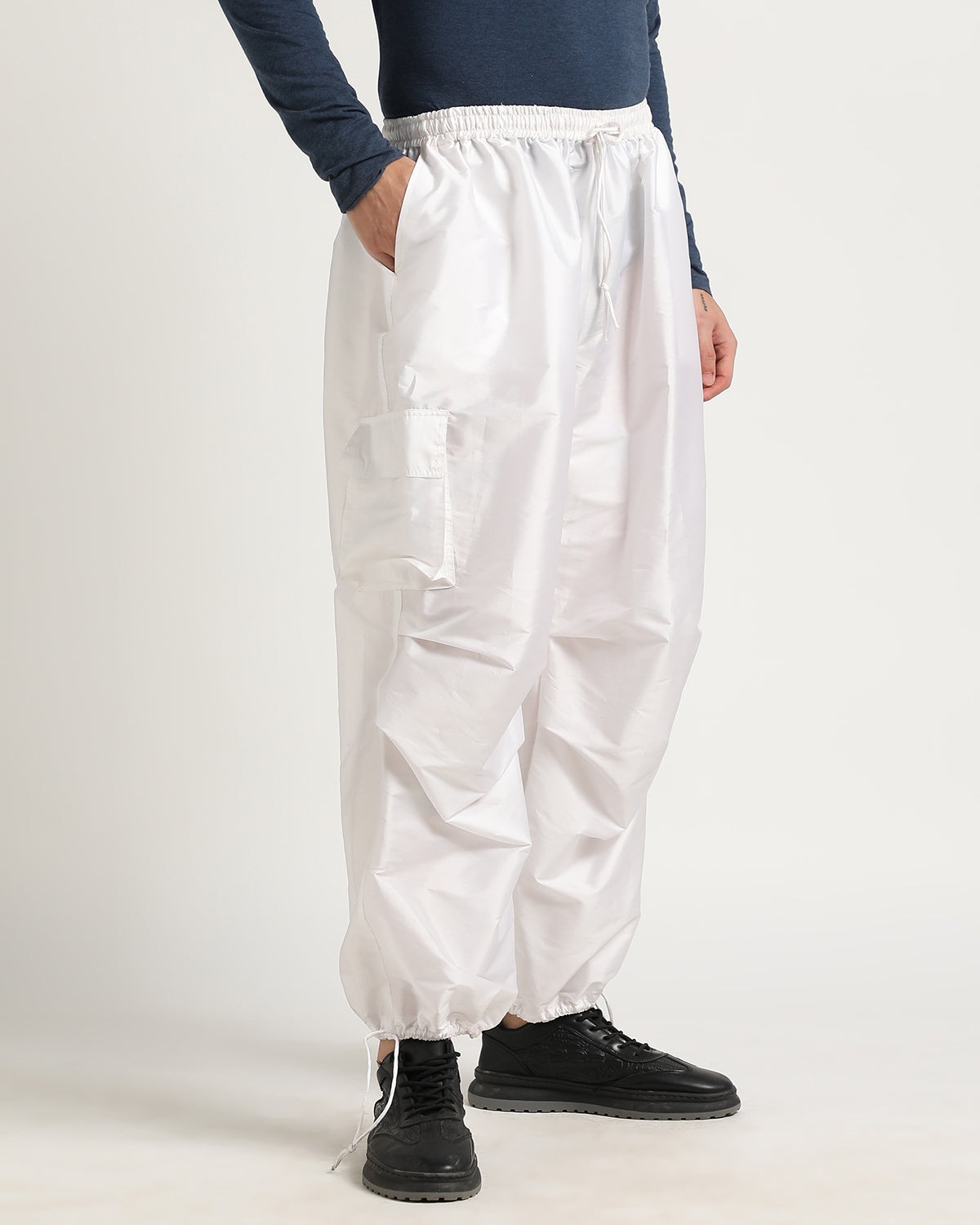 White Recycled Pet Parachute Pants