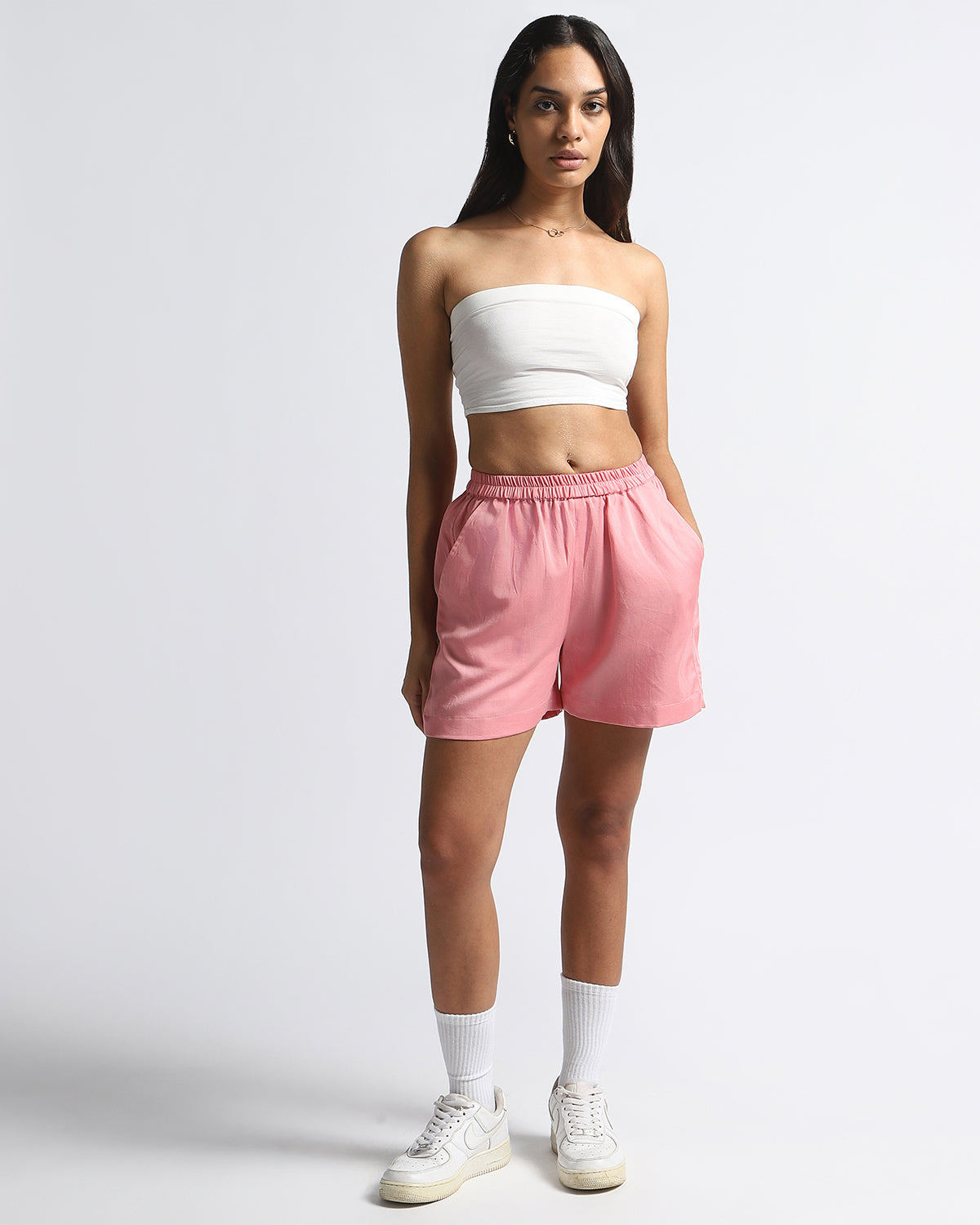 Sustainable Stretchable Tencel Shorts-Pink