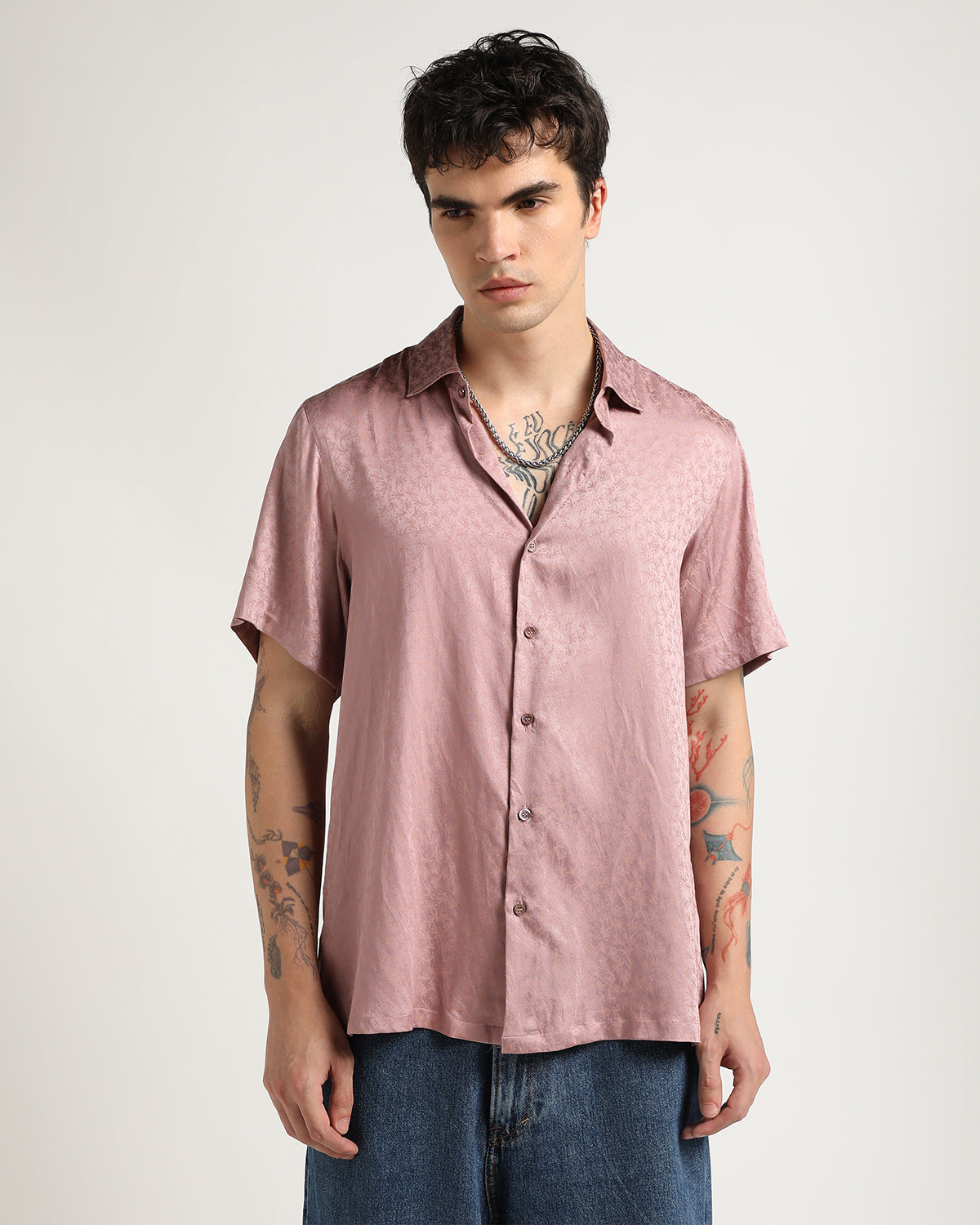 Organic Blush Pink Half Sleeve Oversized Shirt