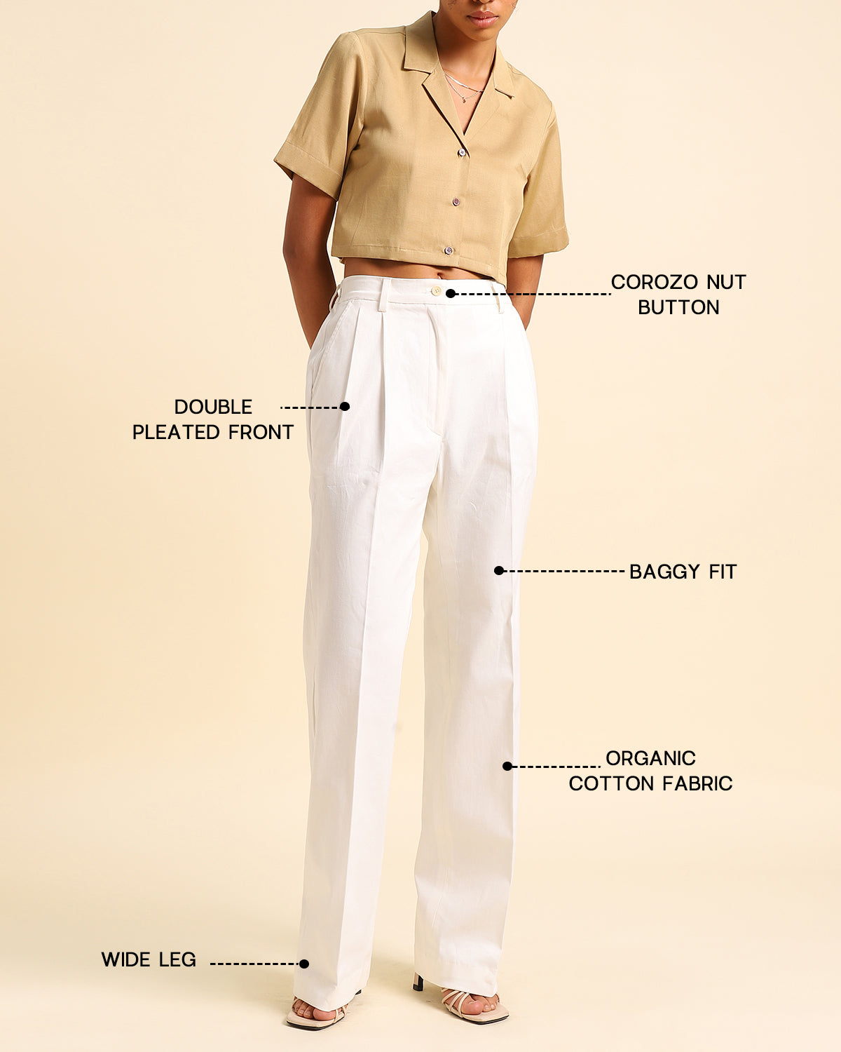 Stretchable Organic Cotton Korean Pants - White