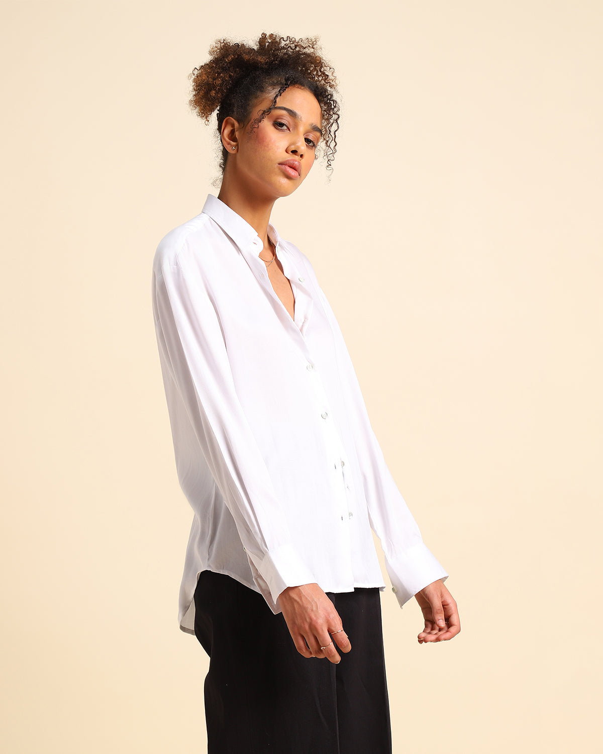 Eco-Friendly White Full Sleeves Tencel Shirt