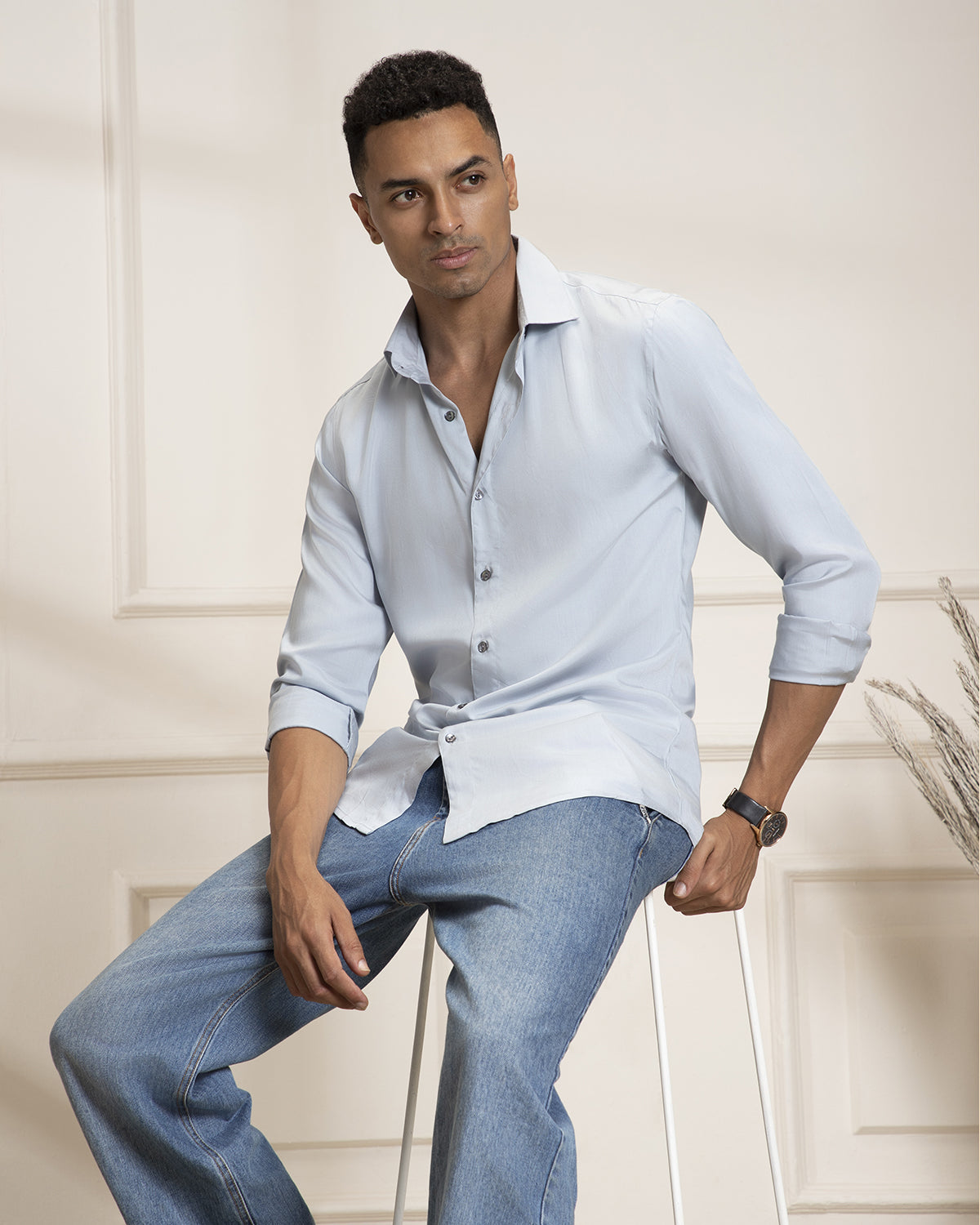 Organic And Sustainable Classic Powder Blue Soft Lyocell Shirt