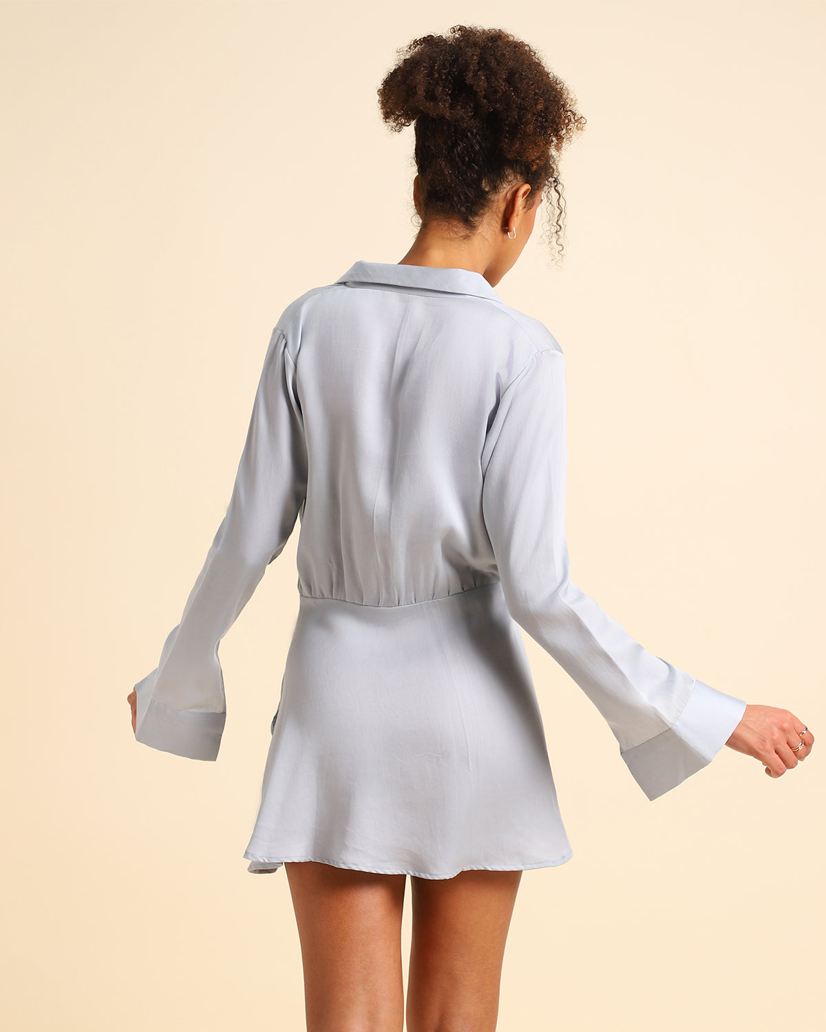Wrapped In Love : Organic Tencel Front Open Collar Dress In Blue
