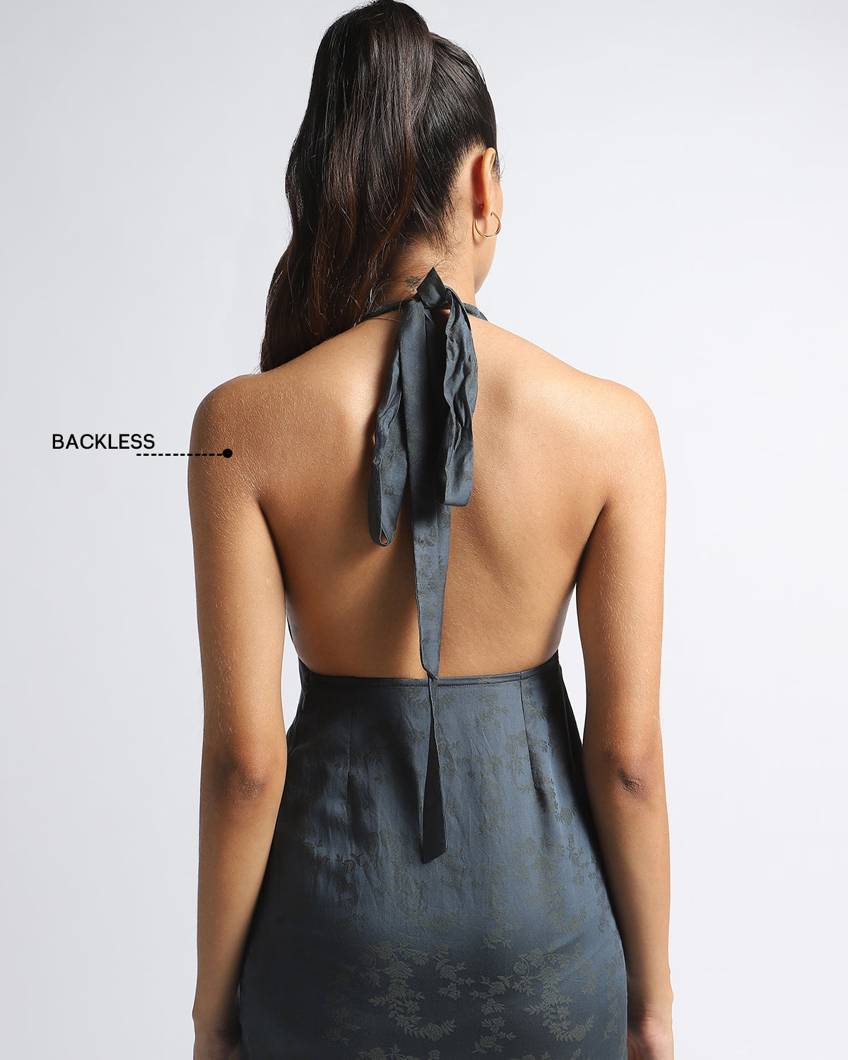Nazar : Eco-Friendly Tencel Ruched Tie Up Halter Neck Mini Dress In Teal