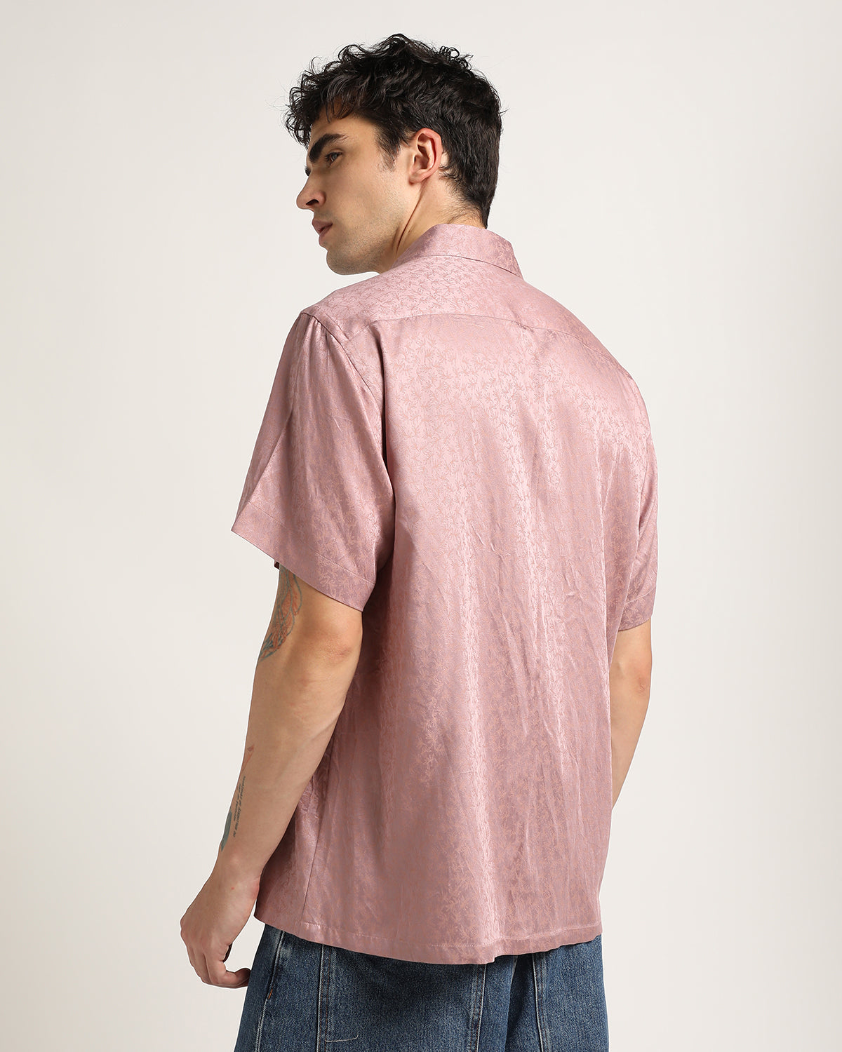 Organic Blush Pink Half Sleeve Oversized Shirt