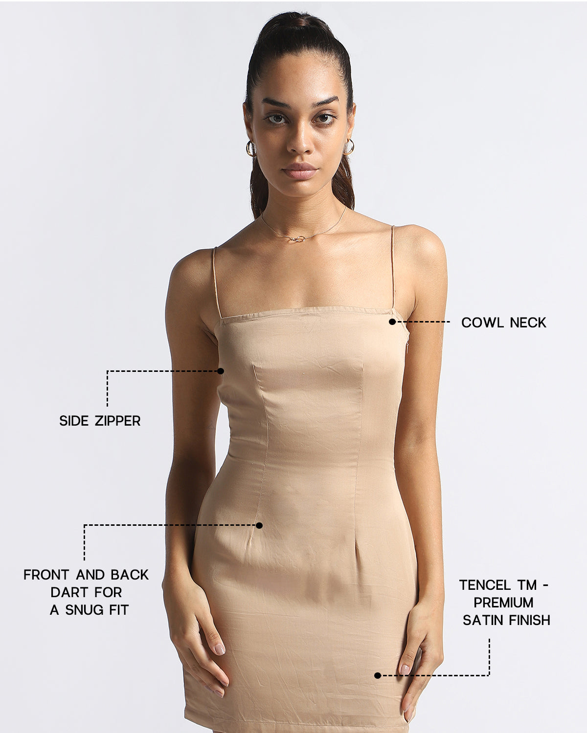Only Skin : Tencel Sustainable Slip Dress - An All Time Classic In Champagne