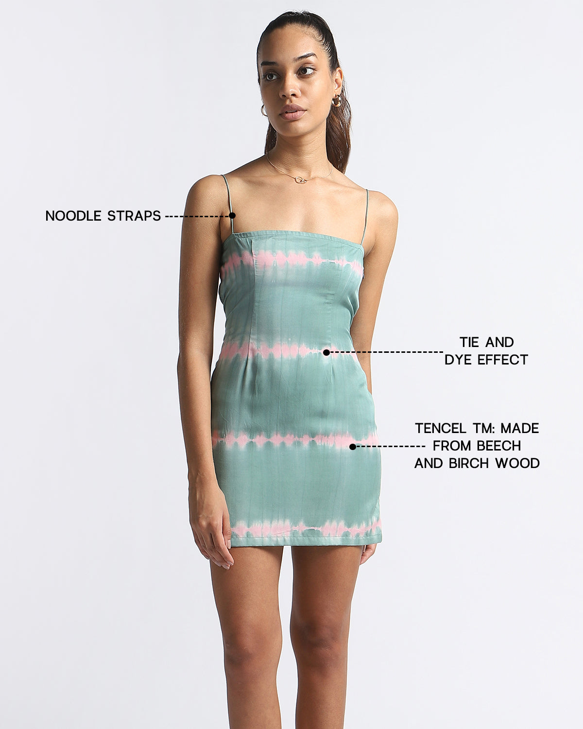 Lotus Vibration: Tie And Dye Sustainable Slip Dress In Green And Pink