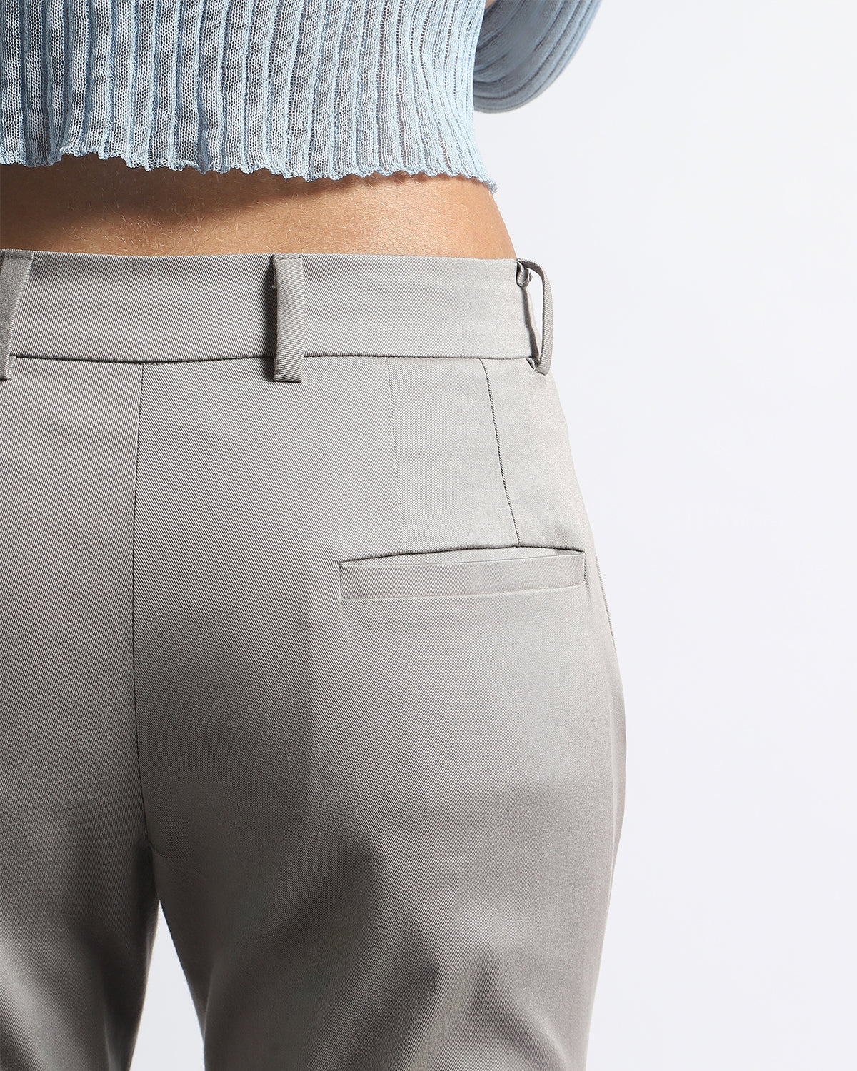 Front Slit Flared Stretch Pants- Grey