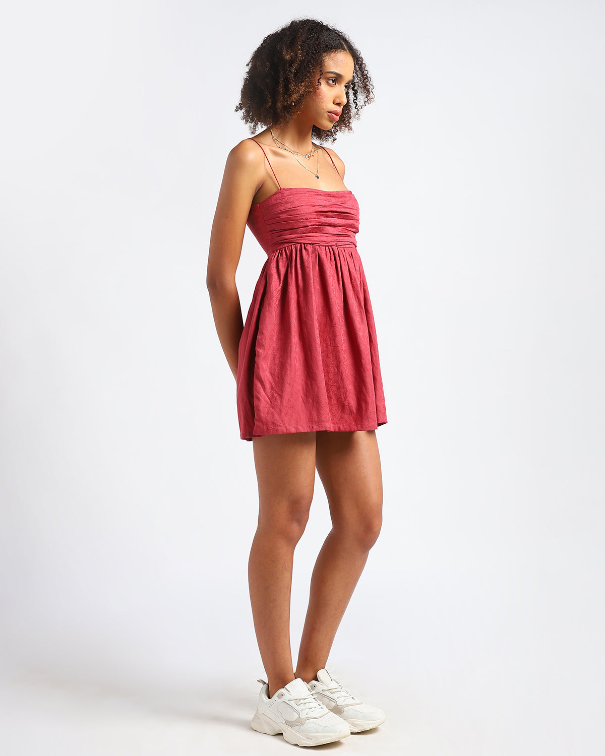 Aali : Mindful Empire Waist A- Line Dress In Dark Pink
