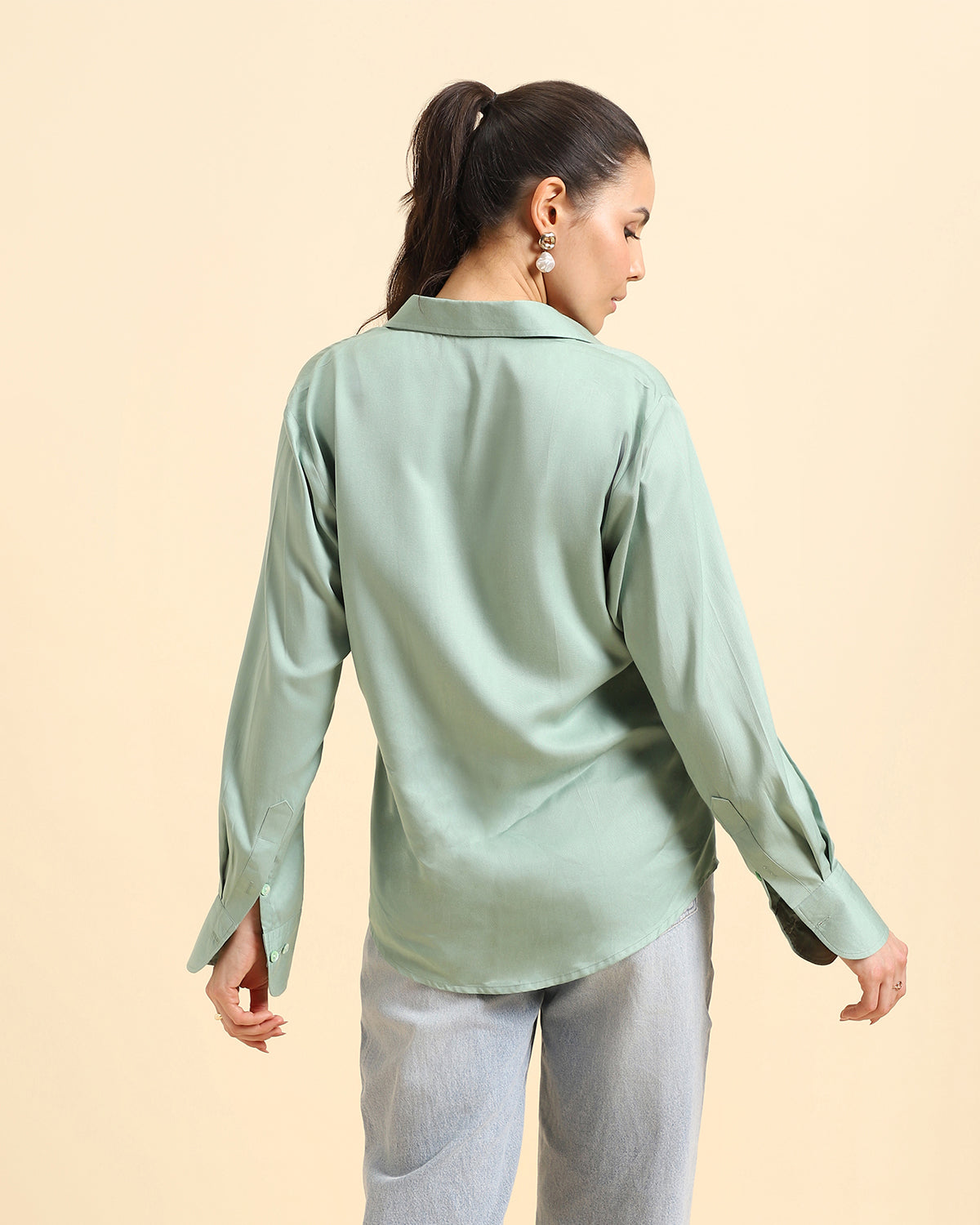 Eco- Friendly Flowing Tencel Shirt -  Mint Green