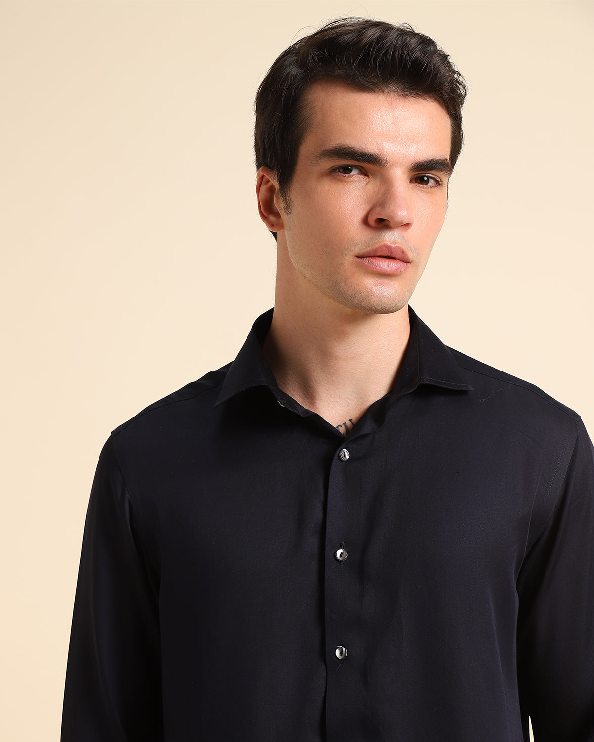 Ethical And Sustainable Classic Navy Blue  Tencel Shirt