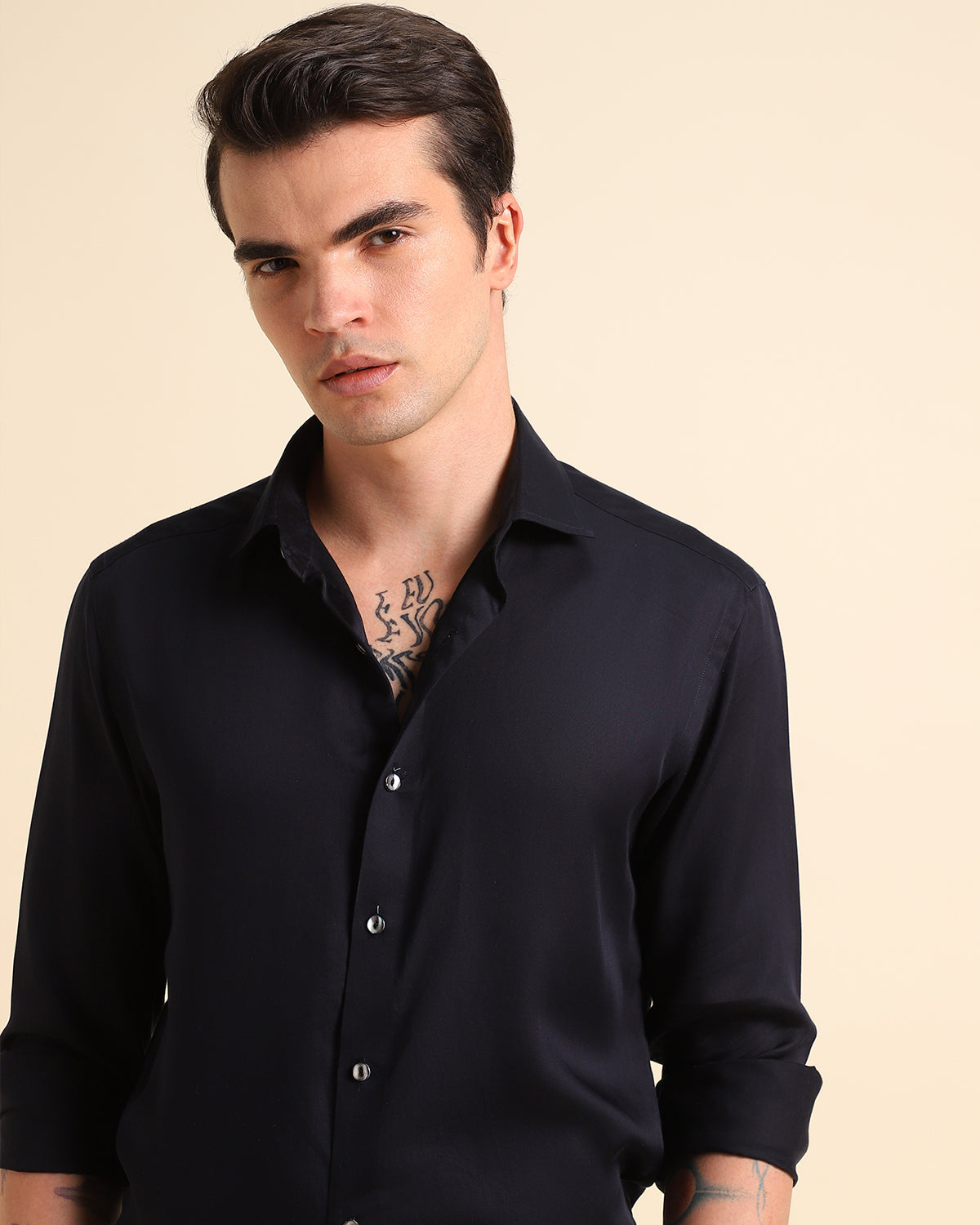 Ethical And Sustainable Classic Navy Blue  Tencel Shirt