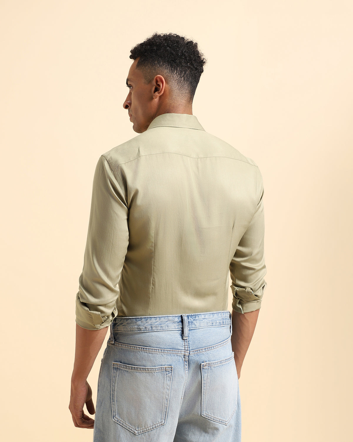 Sustainable Soft Green Concealed Placket Tencel Shirt