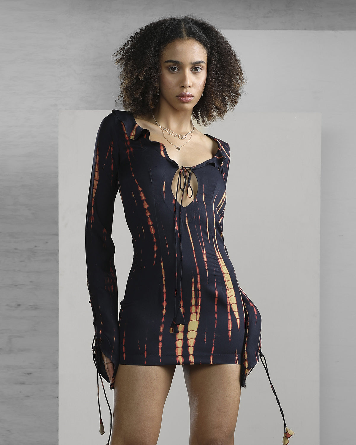 The Fire Dress: Conscious Ruffled Key Hole Neck Line With Adjustable Bell