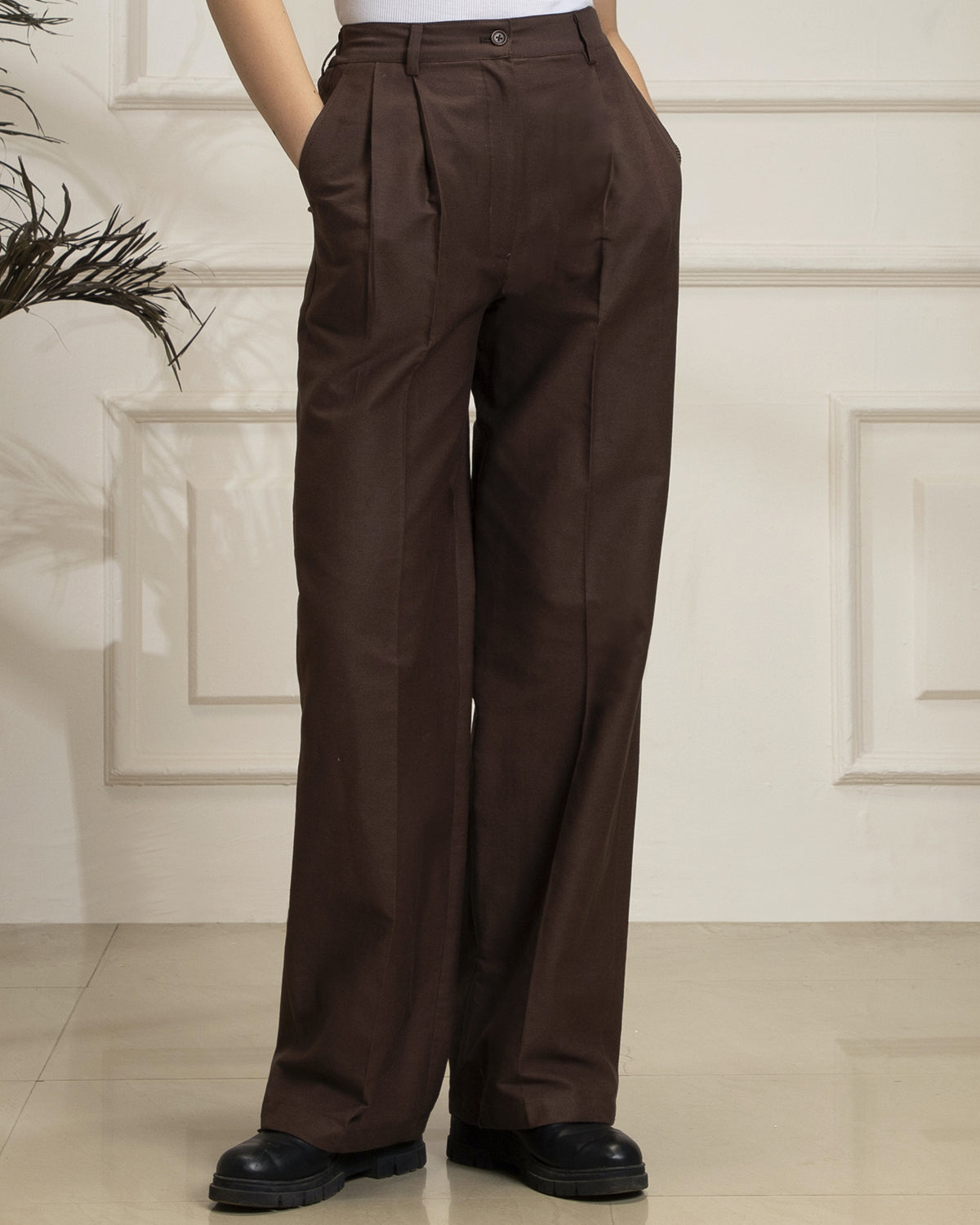 Brown Organic Cotton Korean Pants