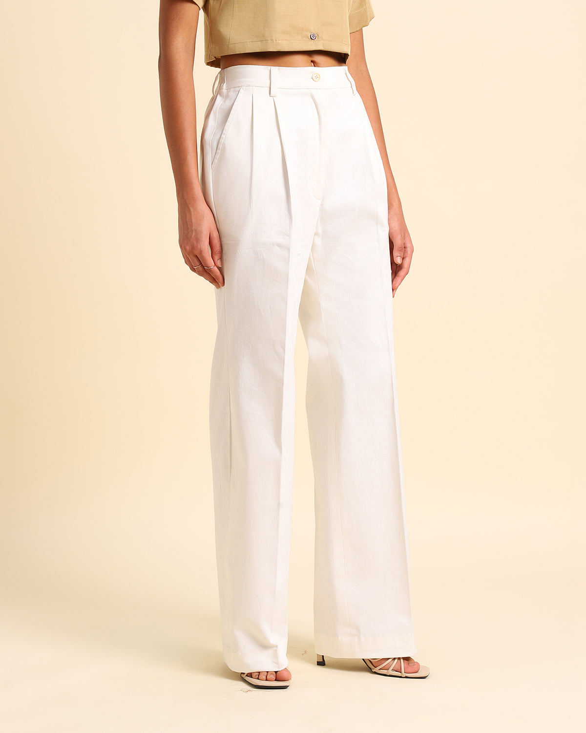 Stretchable Organic Cotton Korean Pants - White