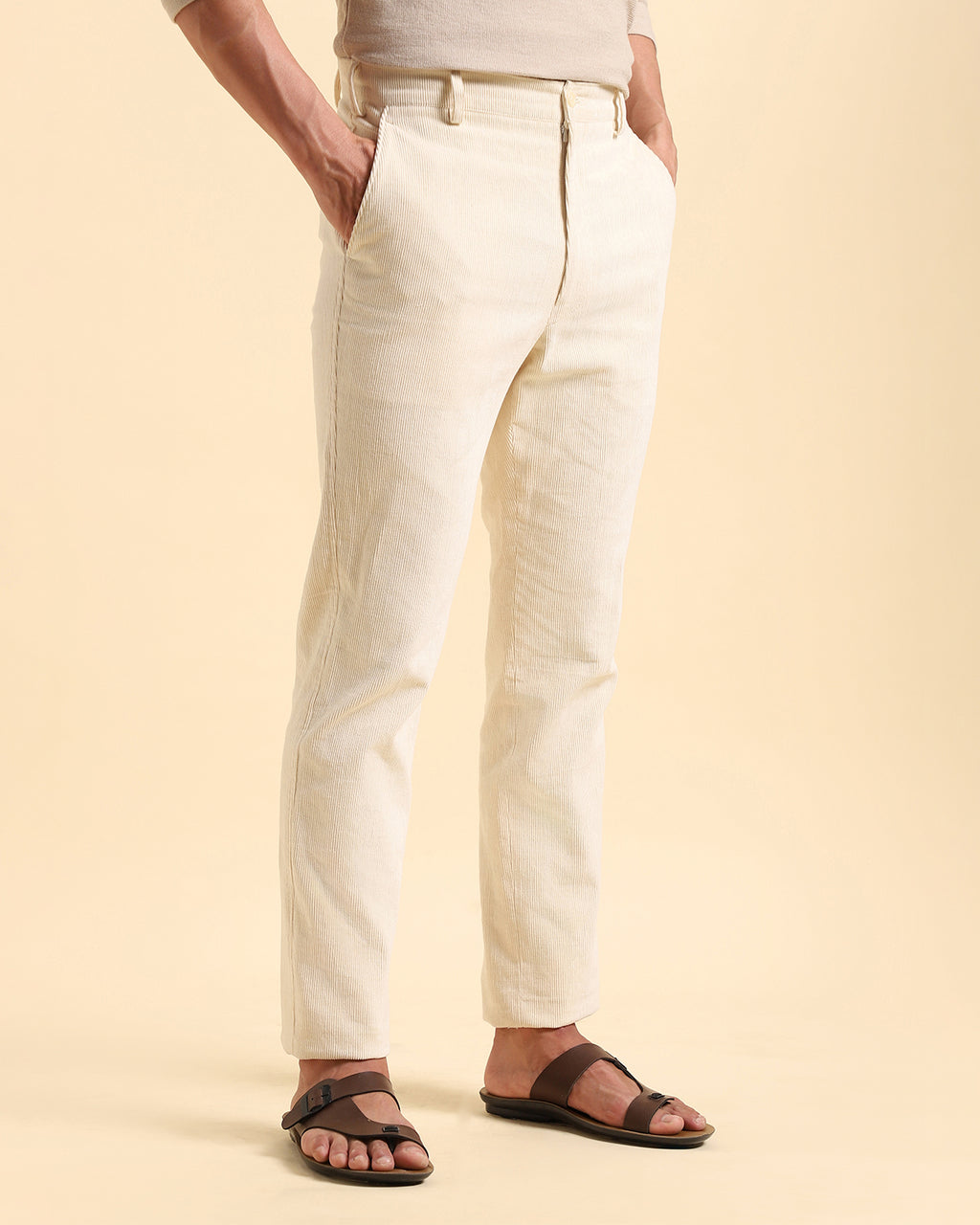 Beige Organic Corduroy Pants