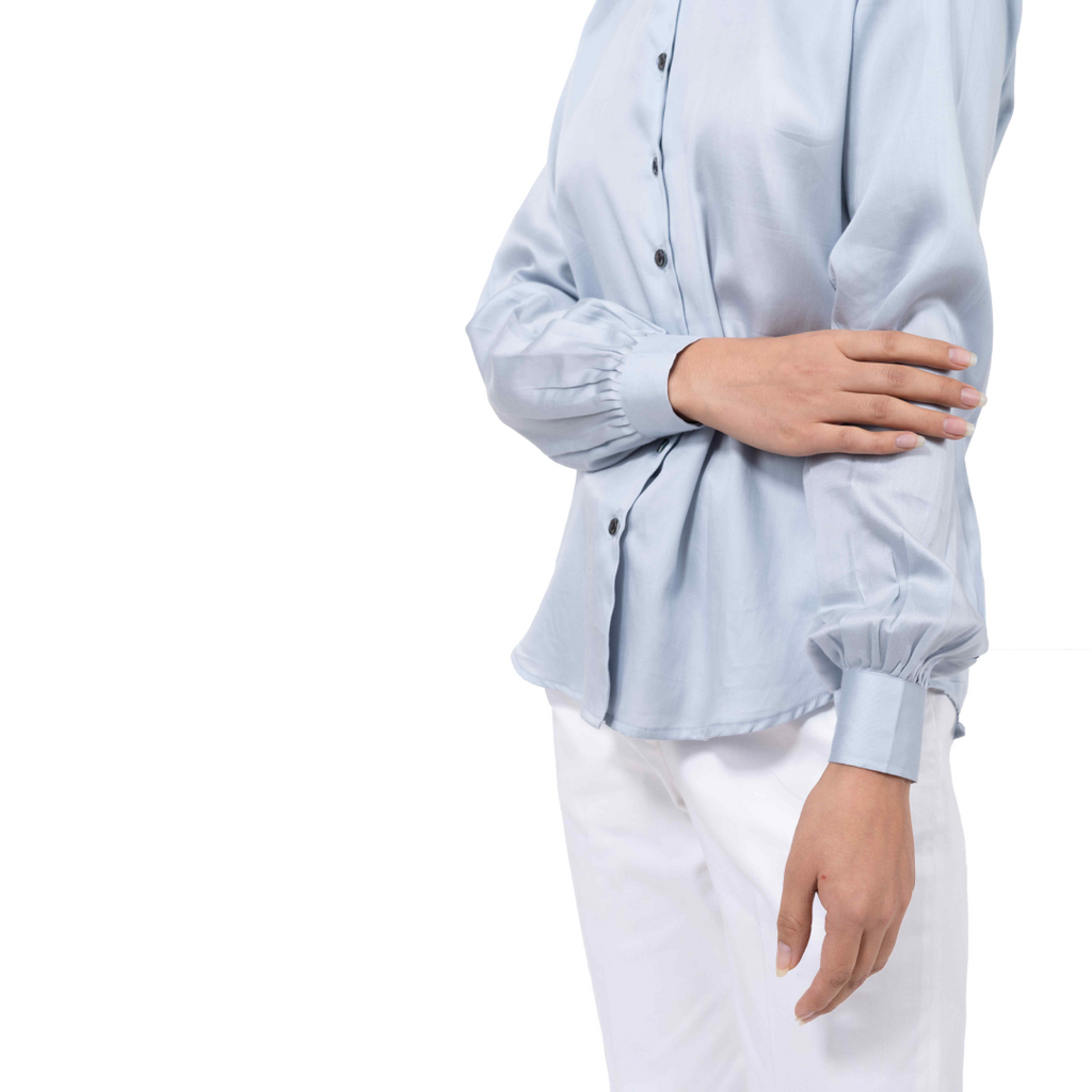 Light Blue Puffed Sleeve Shirt