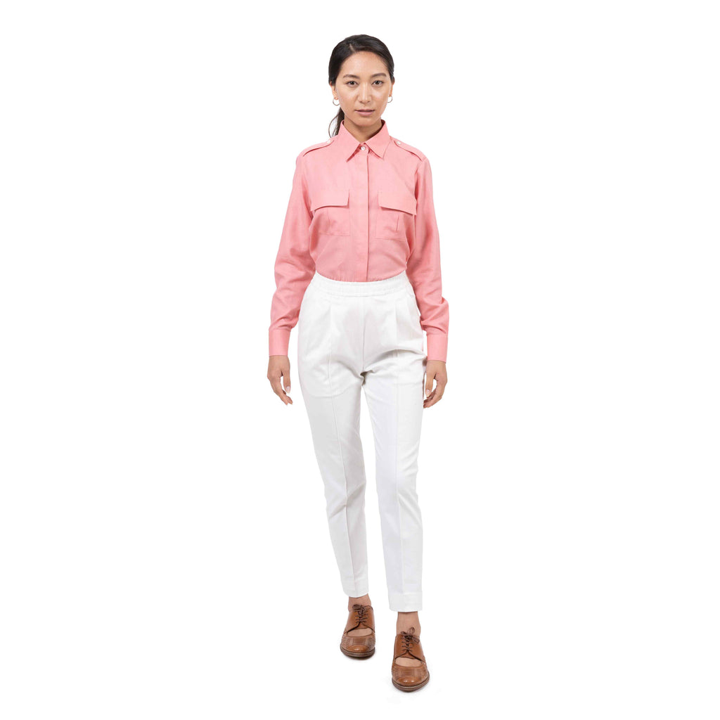 Pink Dual Flap Pockets Shirt