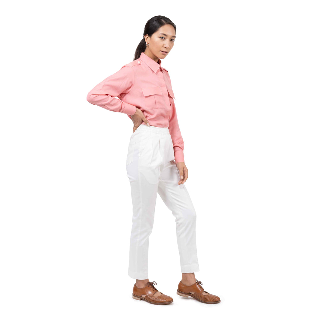 Pink Dual Flap Pockets Shirt