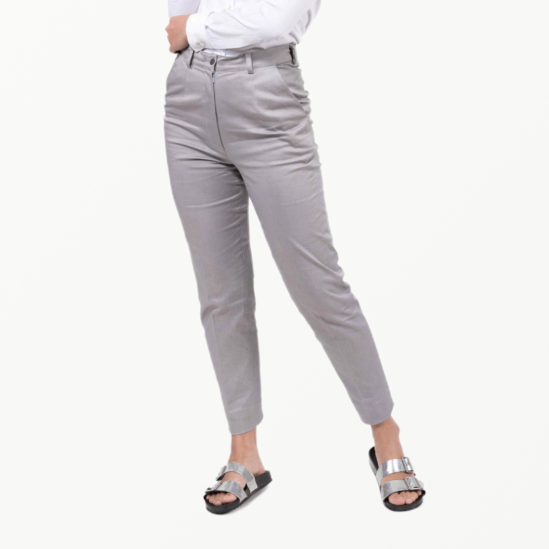 Grey Adjustable Waist Girl Boss Pants