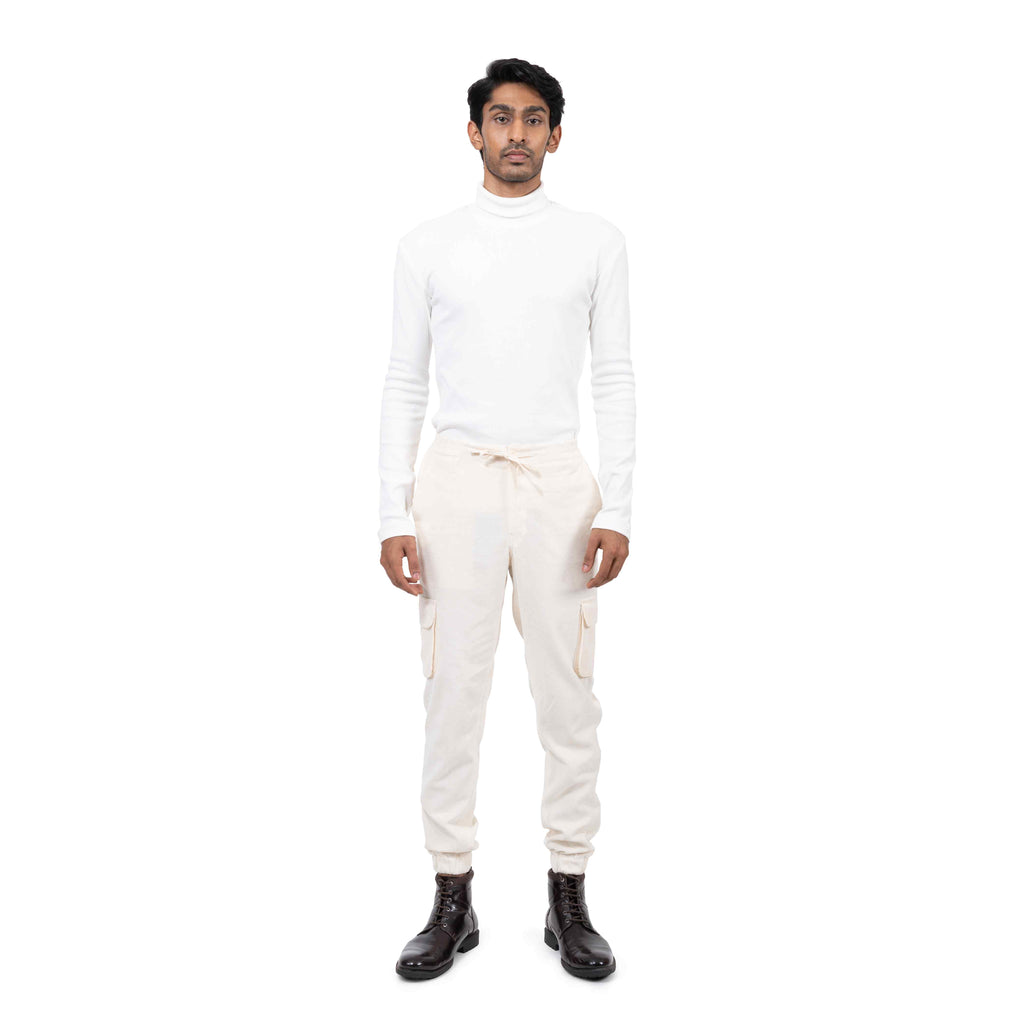 White Joggers With Flap Pockets