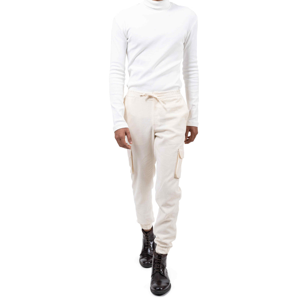 White Joggers With Flap Pockets